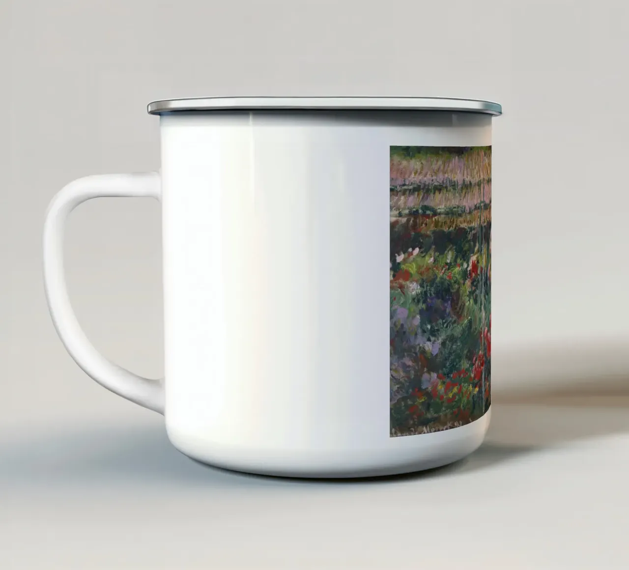 Claude Monet - Giardino delle peonie tazza in smalto da Timeless Artworks