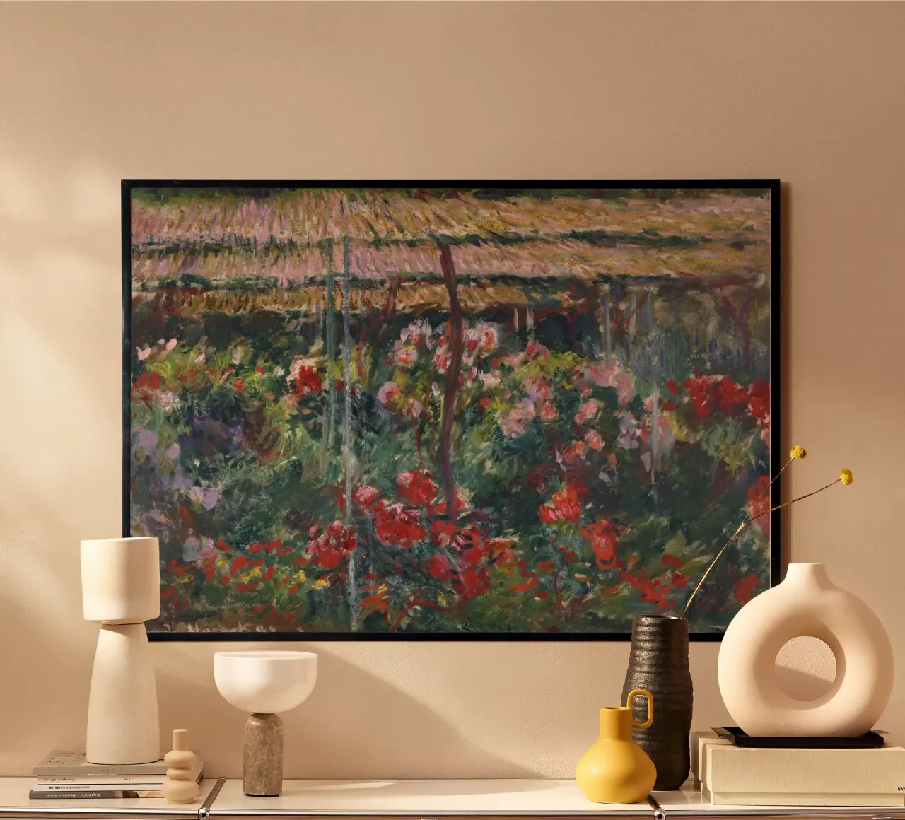 Claude Monet - Giardino delle peonie poster da Timeless Artworks