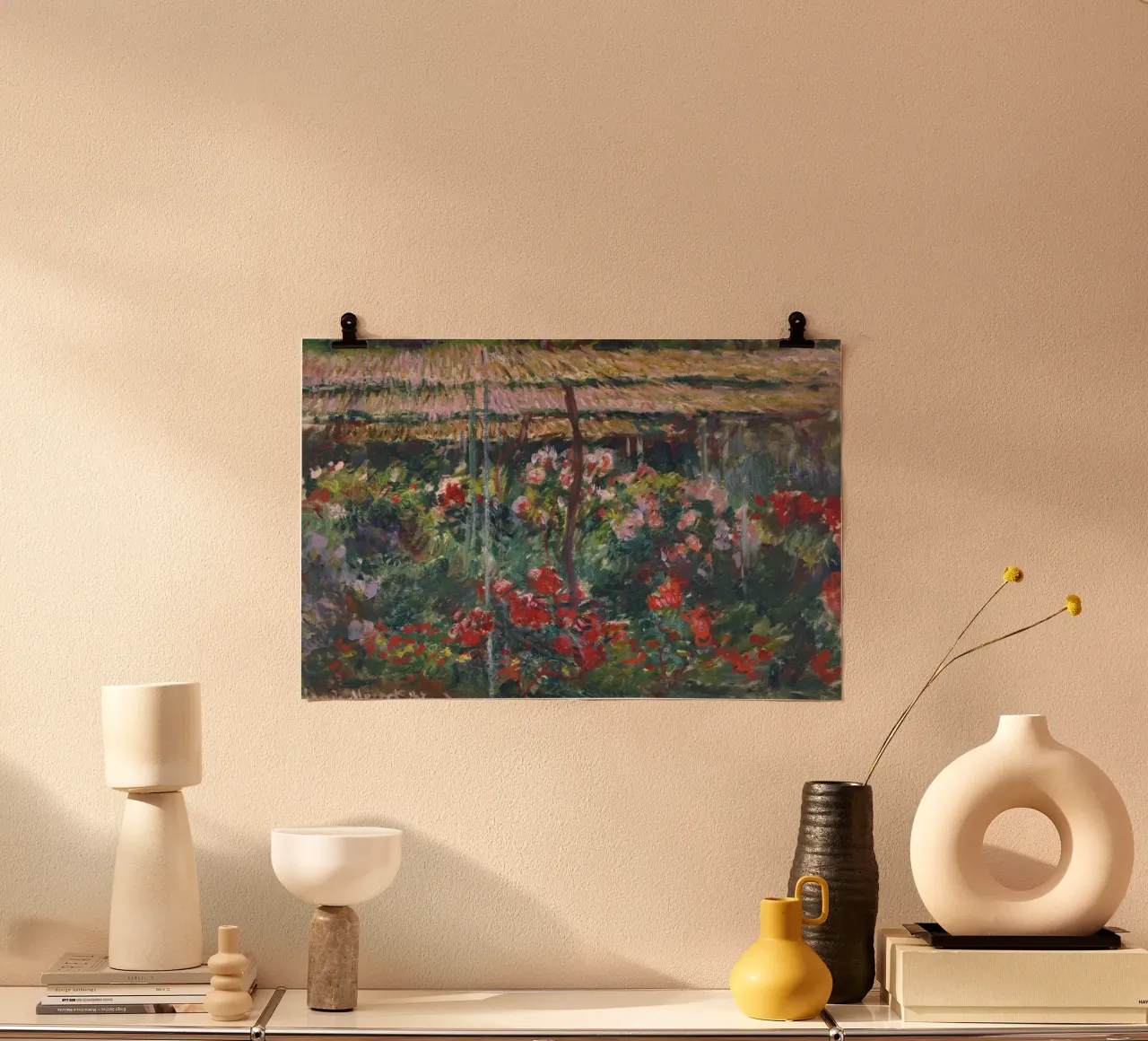 Claude Monet - Giardino delle peonie poster da Timeless Artworks