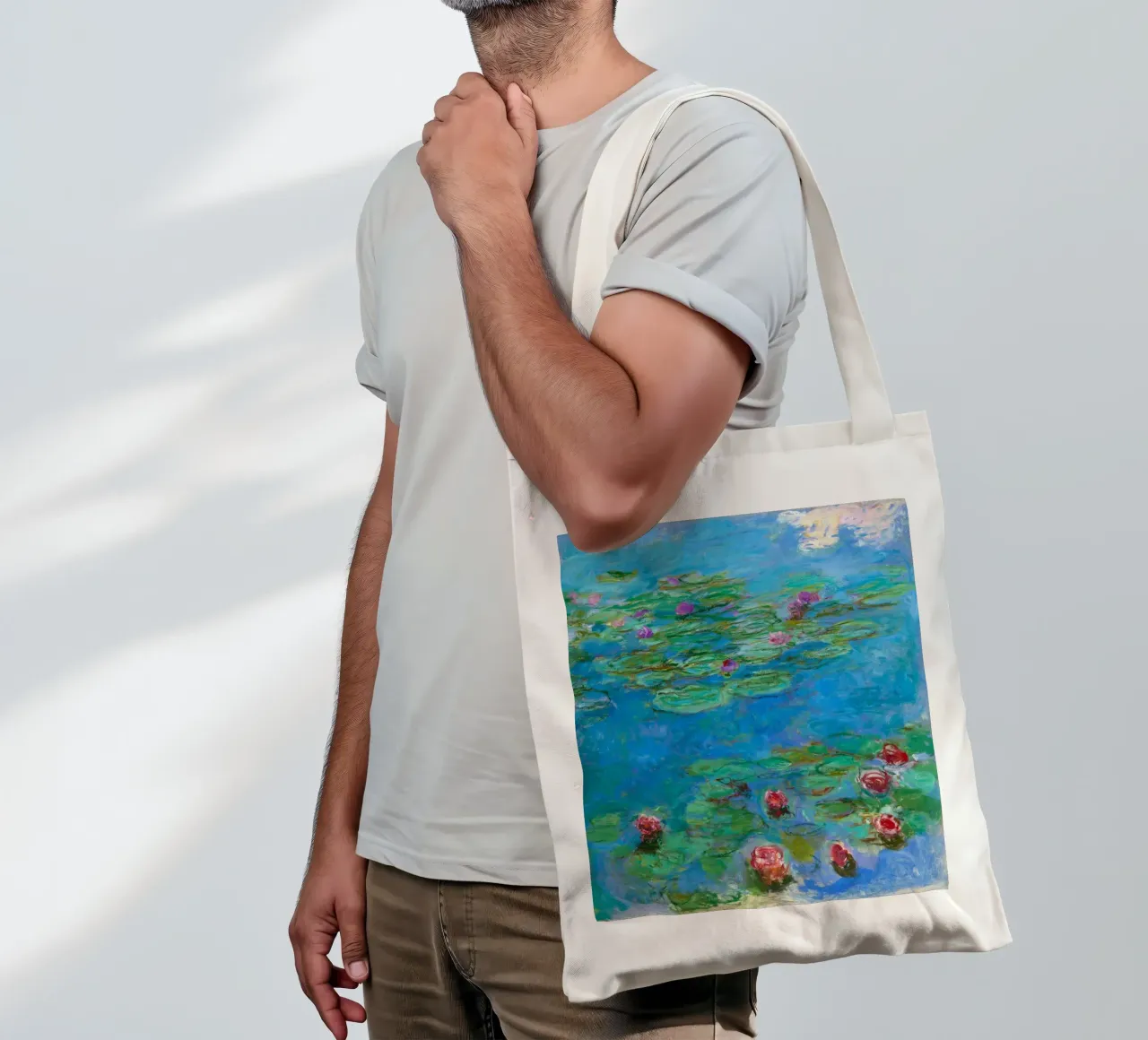 Claude Monet - Red Water Lilies tote bag by Timeless Artworks