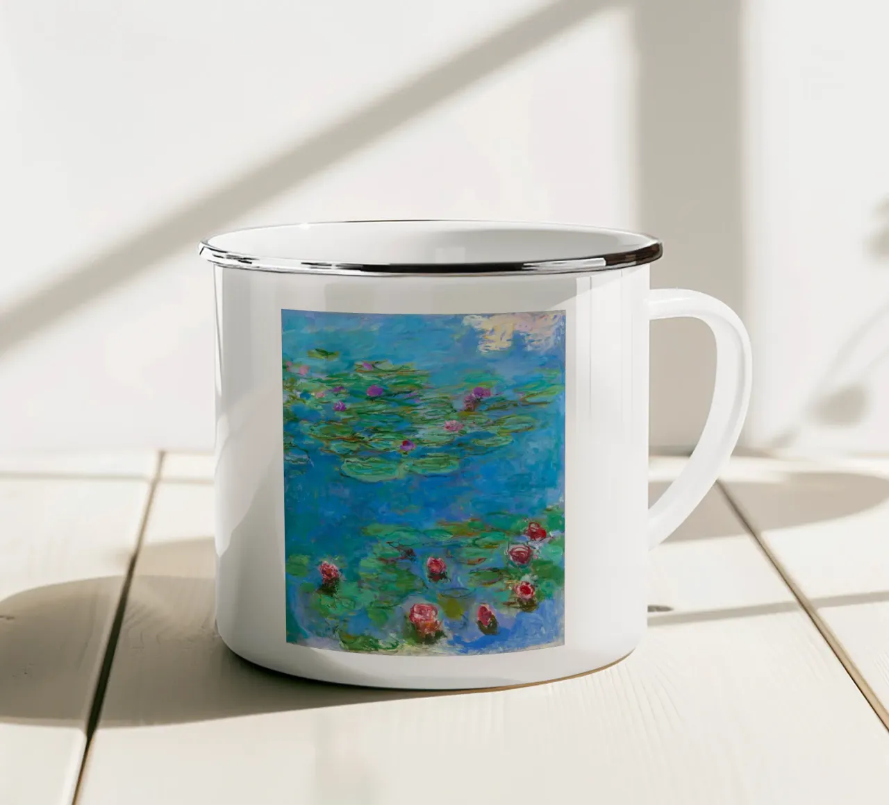 Claude Monet - Ninfee rosse tazza in smalto da Timeless Artworks