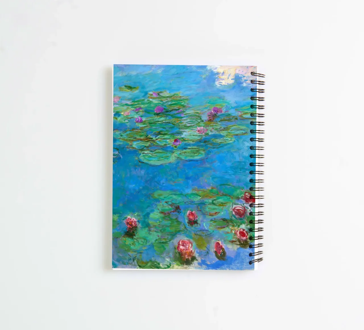 Claude Monet - Red Water Lilies spiral notebook by Timeless Artworks