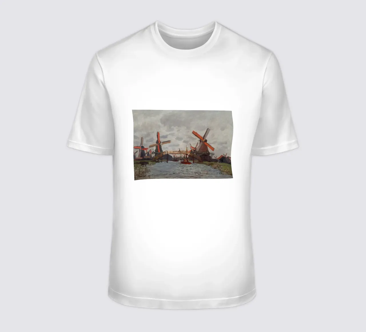 Claude Monet - Mulini a vento vicino a Zaandam t-shirt da Timeless Artworks