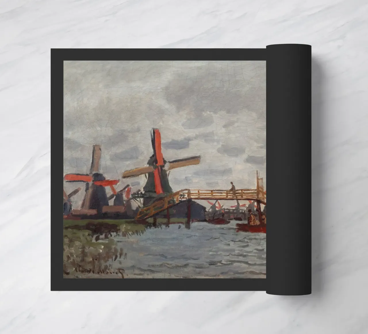 Claude Monet - Mulini a vento vicino a Zaandam zerbino da Timeless Artworks