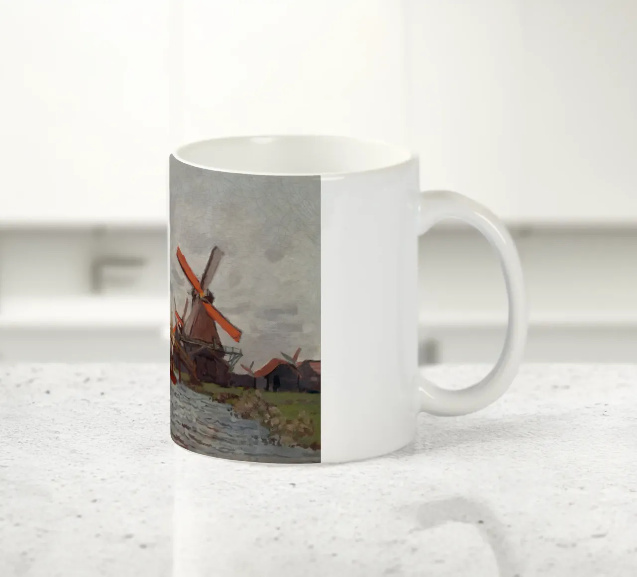 Claude Monet - Mulini a vento vicino a Zaandam tazza in ceramica da Timeless Artworks