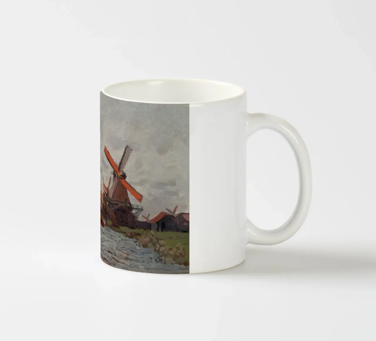 Claude Monet - Mulini a vento vicino a Zaandam tazza in ceramica da Timeless Artworks