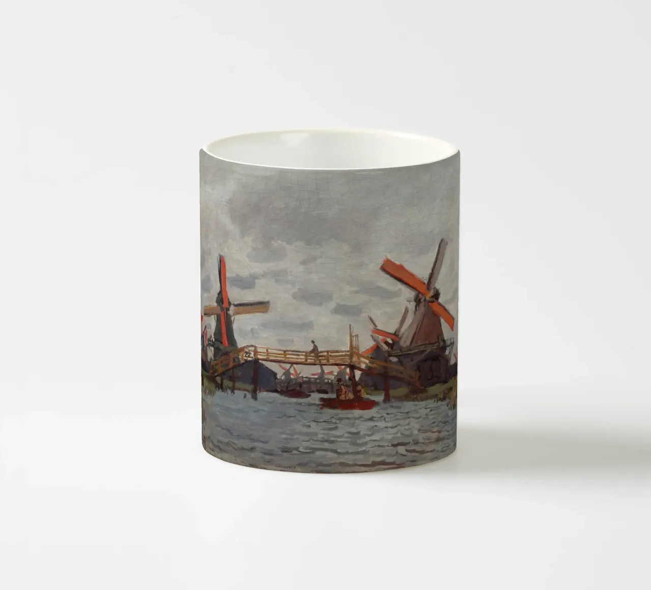 Claude Monet - Mulini a vento vicino a Zaandam tazza in ceramica da Timeless Artworks