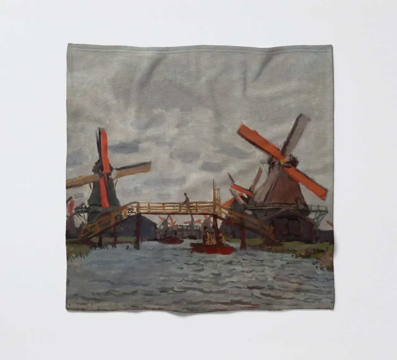 Claude Monet - Mulini a vento vicino a Zaandam coperta in pile da Timeless Artworks