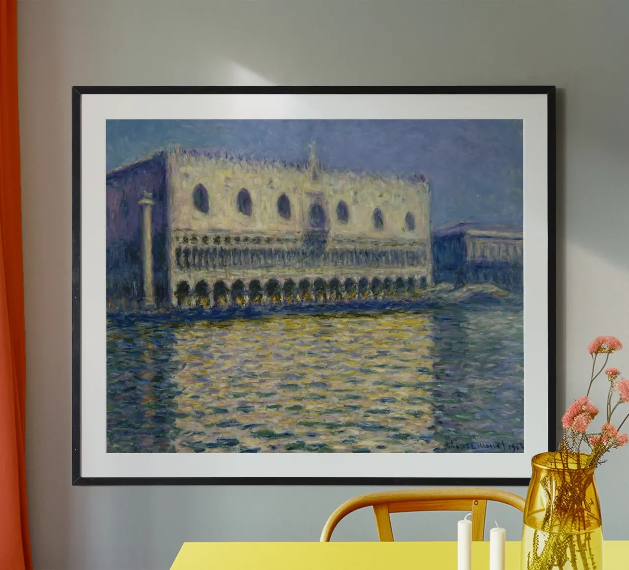 Claude Monet - El Palacio Ducal o Palacio de los Dux poster con marco de plástico de Timeless Artworks