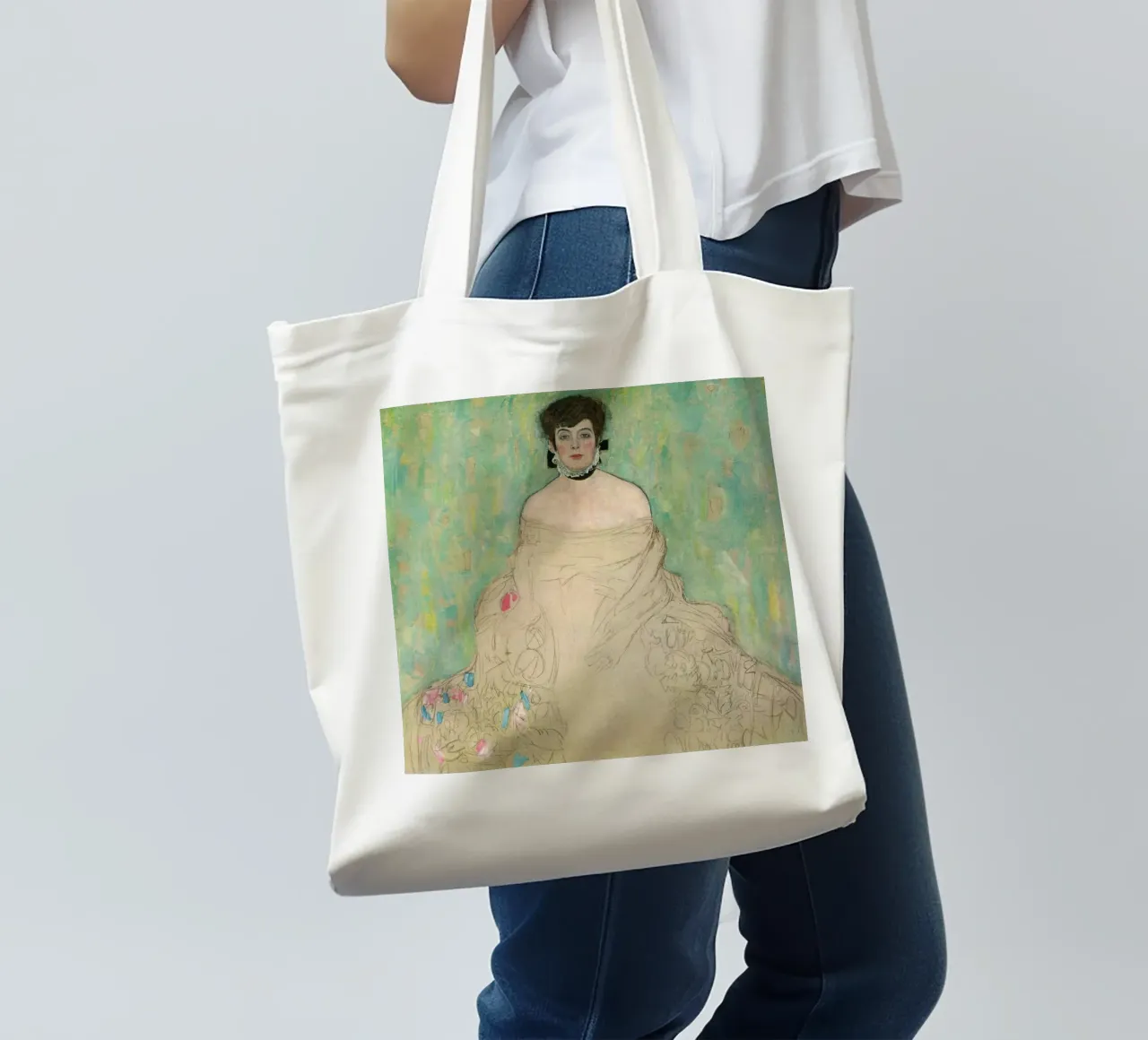 Gustav Klimt - Ritratto di Amalie Zuckerkandl borsa in juta da Timeless Artworks