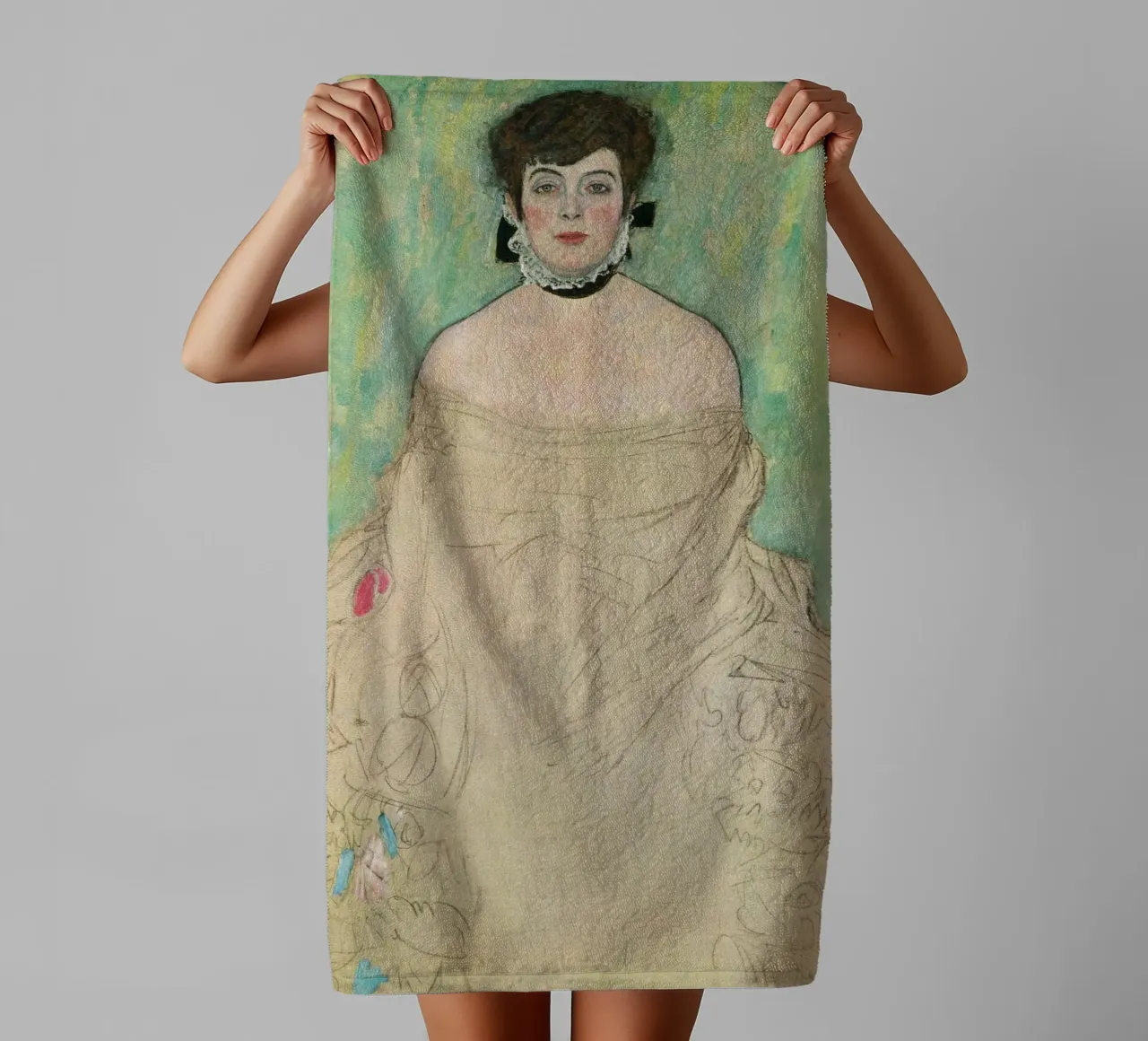 Gustav Klimt - Ritratto di Amalie Zuckerkandl asciugamano da bagno da Timeless Artworks
