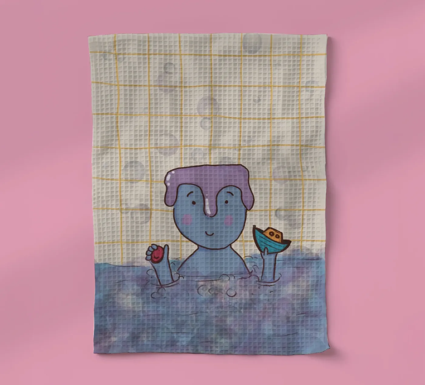 Bath time tea towel by Beeeplan