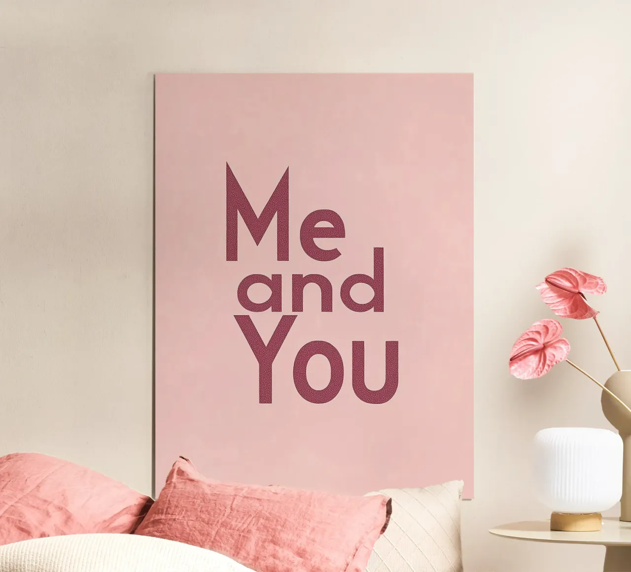 "Dichiarazione d'amore pastello "Me and You poster con telaio in legno da Carinaprint