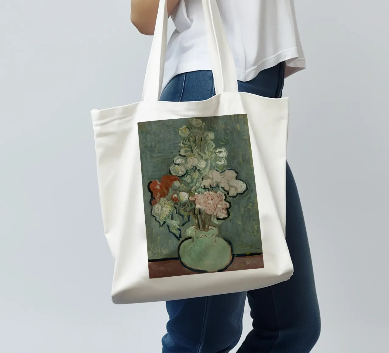 Vincent van Gogh - Vaso di fiori borsa in juta da Timeless Artworks