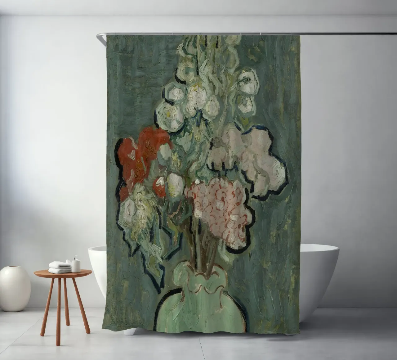 Vincent van Gogh - Vaso di fiori tenda da doccia da Timeless Artworks