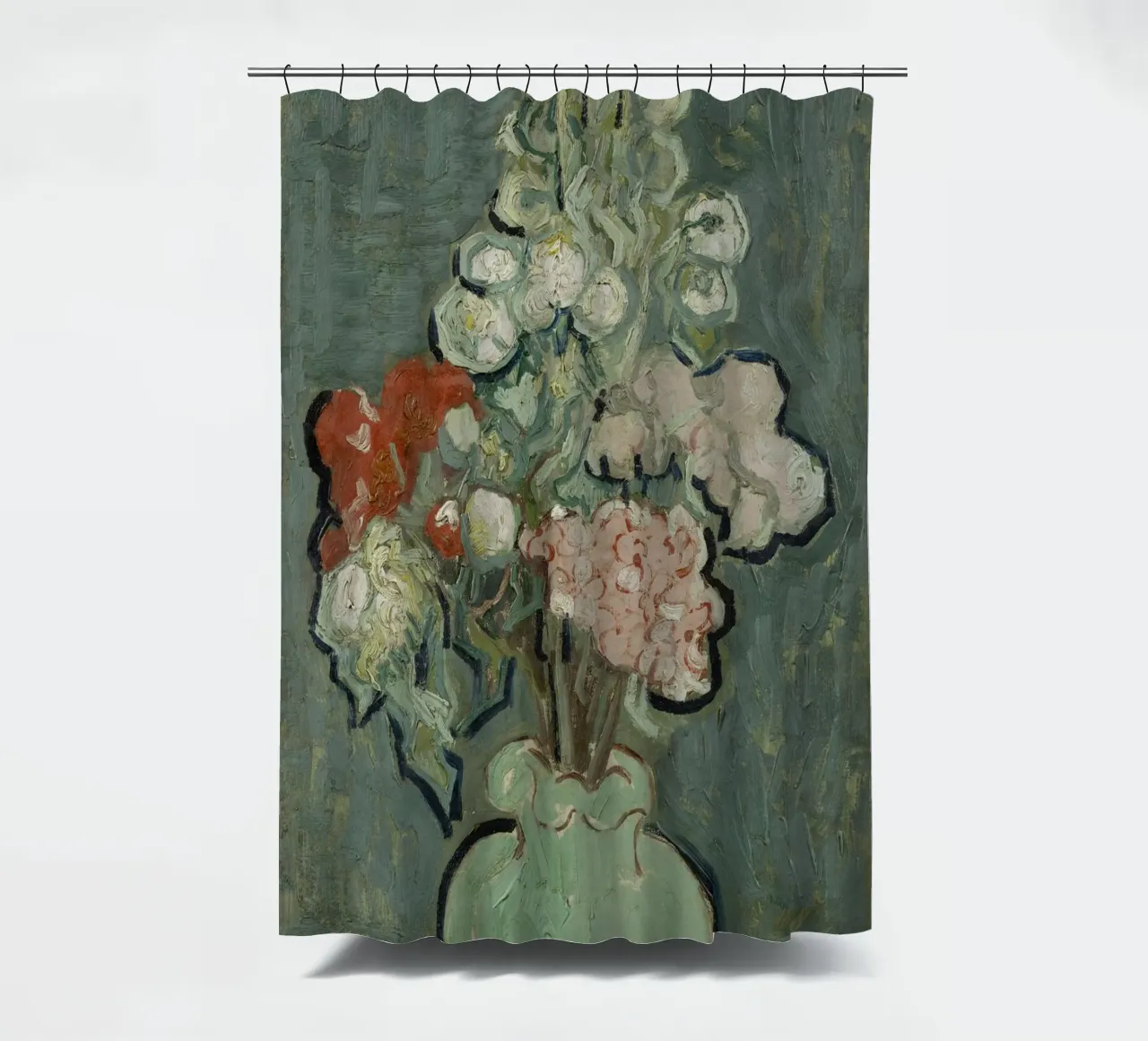 Vincent van Gogh - Vaso di fiori tenda da doccia da Timeless Artworks