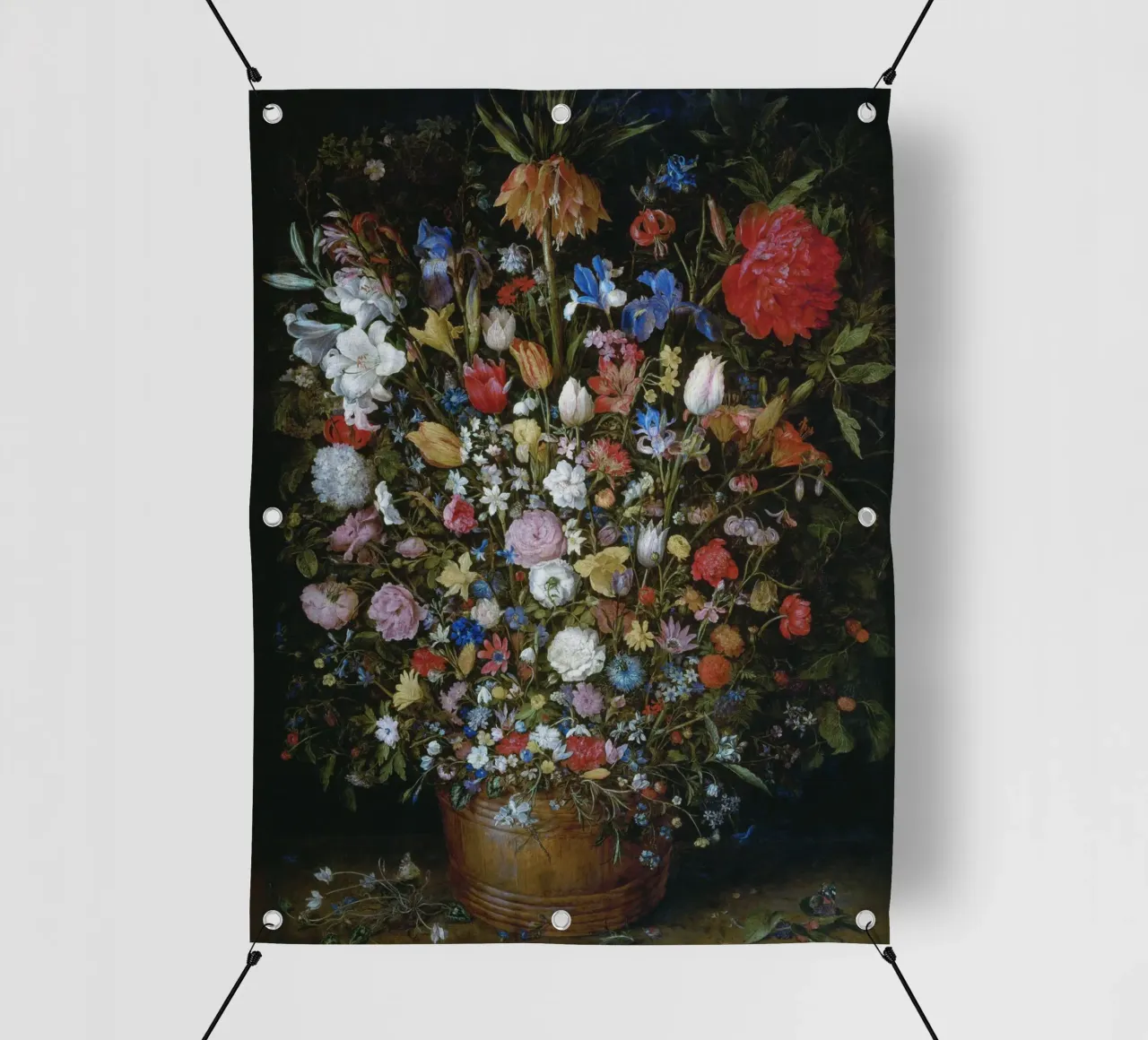 Jan Brueghel il Vecchio - Fiori in un vaso di legno telo in pvc da Timeless Artworks