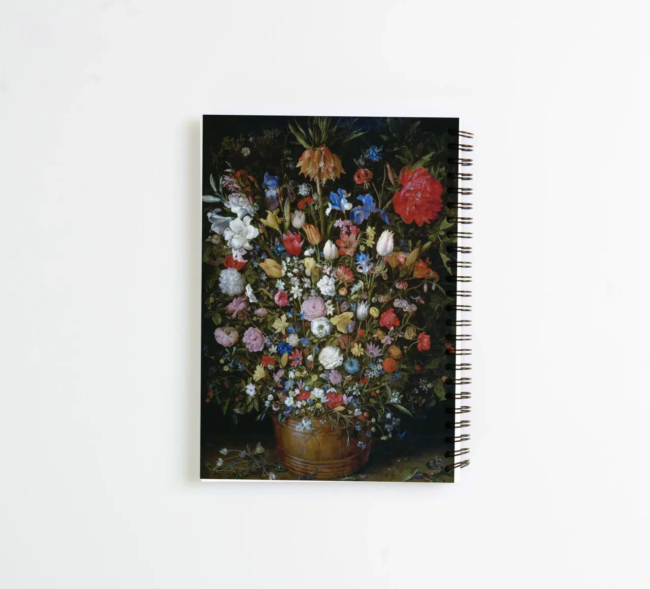 Jan Brueghel l'Ancien - Fleurs dans un vase en bois carnet à spirale de Timeless Artworks
