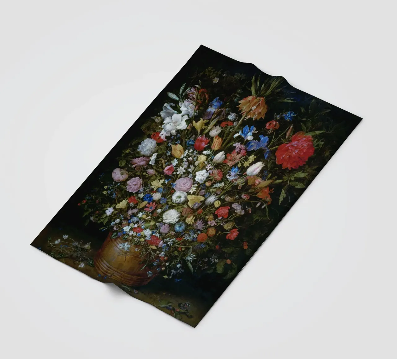 Jan Brueghel il Vecchio - Fiori in un vaso di legno coperta in pile da Timeless Artworks
