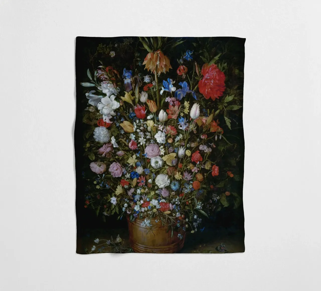 Jan Brueghel il Vecchio - Fiori in un vaso di legno coperta in pile da Timeless Artworks