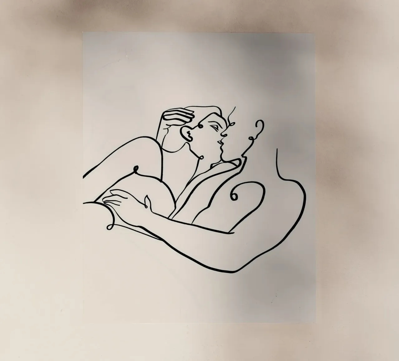 Il Bacio, Nudi Passione Amore Persone Line Art Minimale pellicola backlit da 83oranges