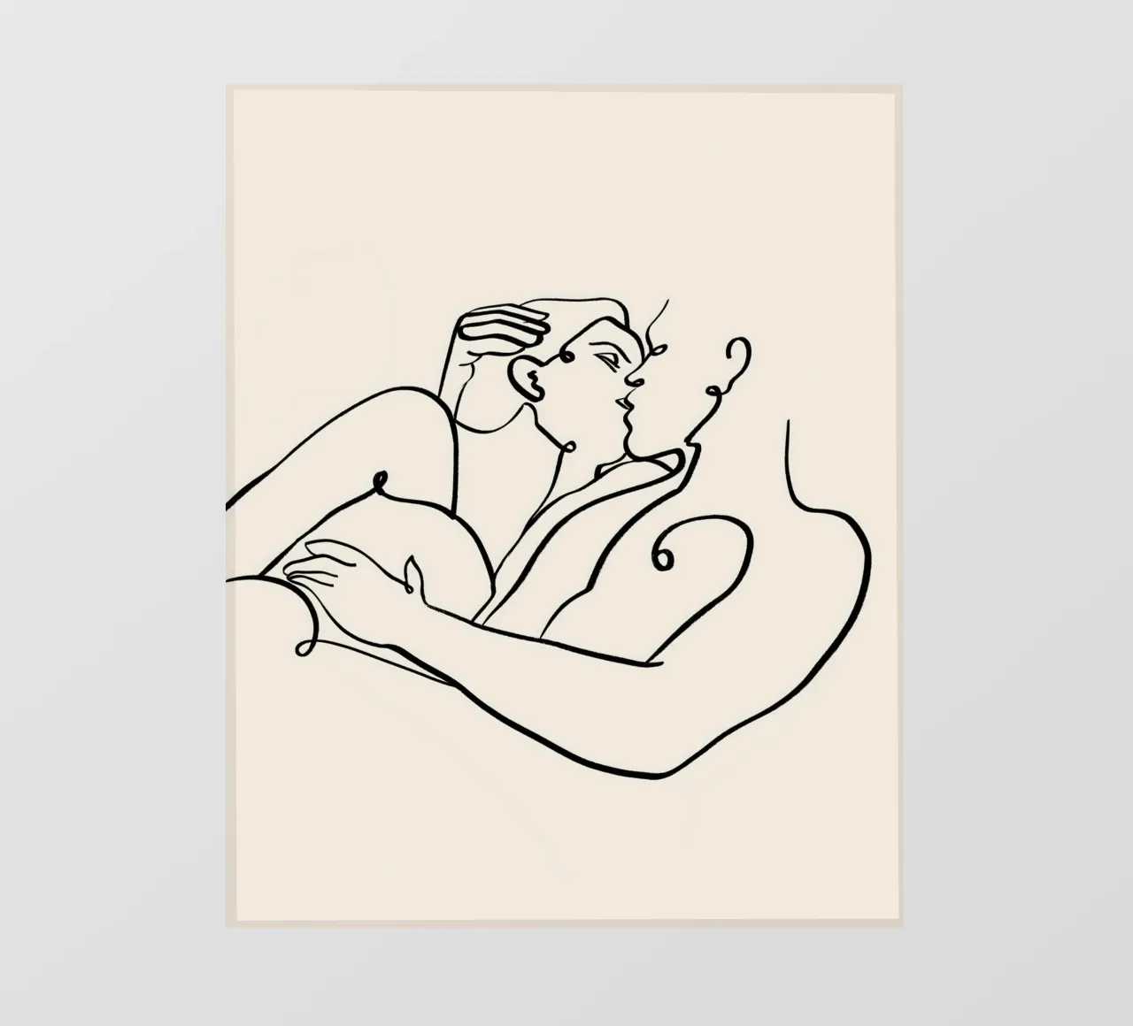 Il Bacio, Nudi Passione Amore Persone Line Art Minimale pellicola backlit da 83oranges