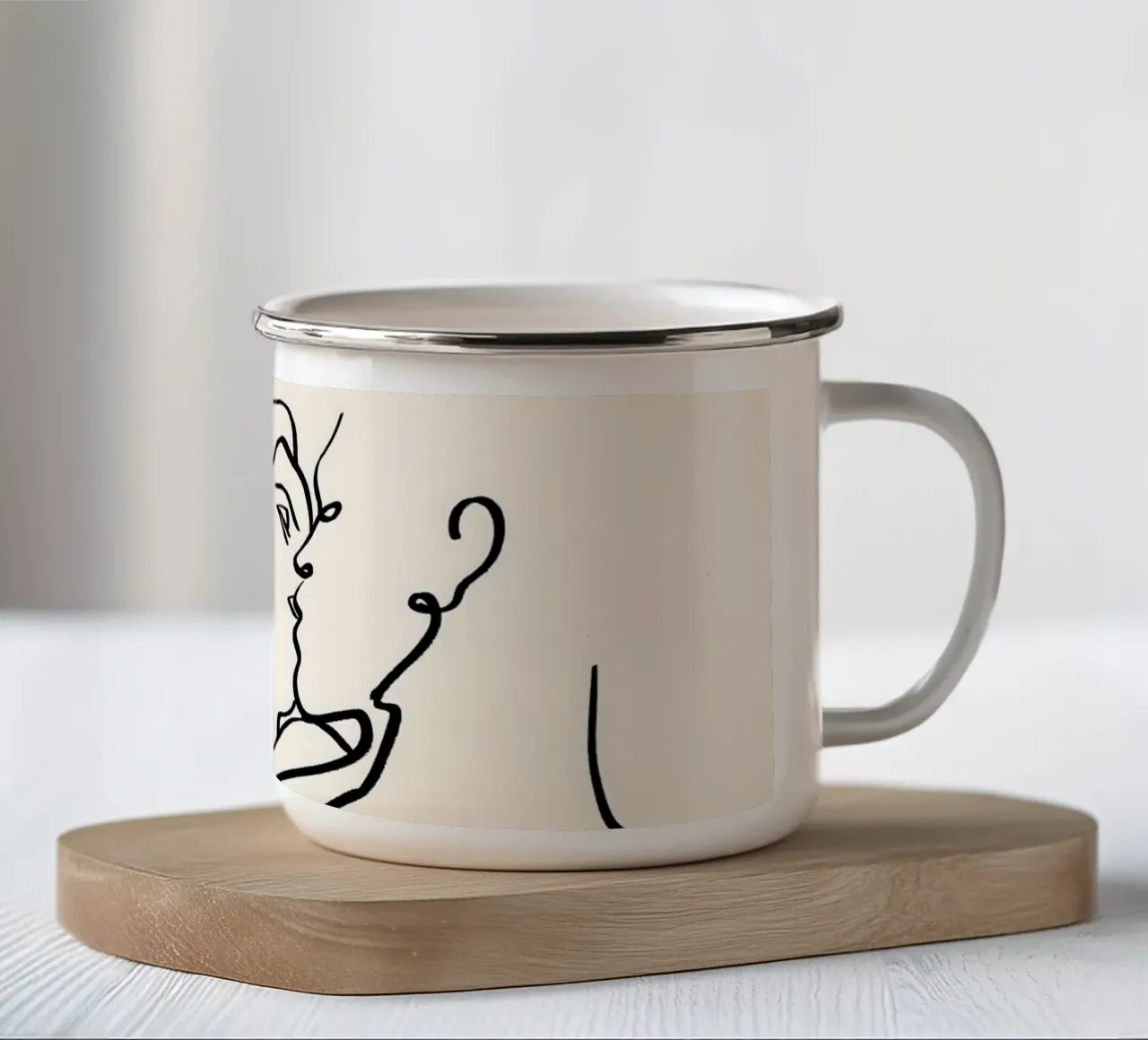 Il Bacio, Nudi Passione Amore Persone Line Art Minimale tazza in smalto da 83oranges