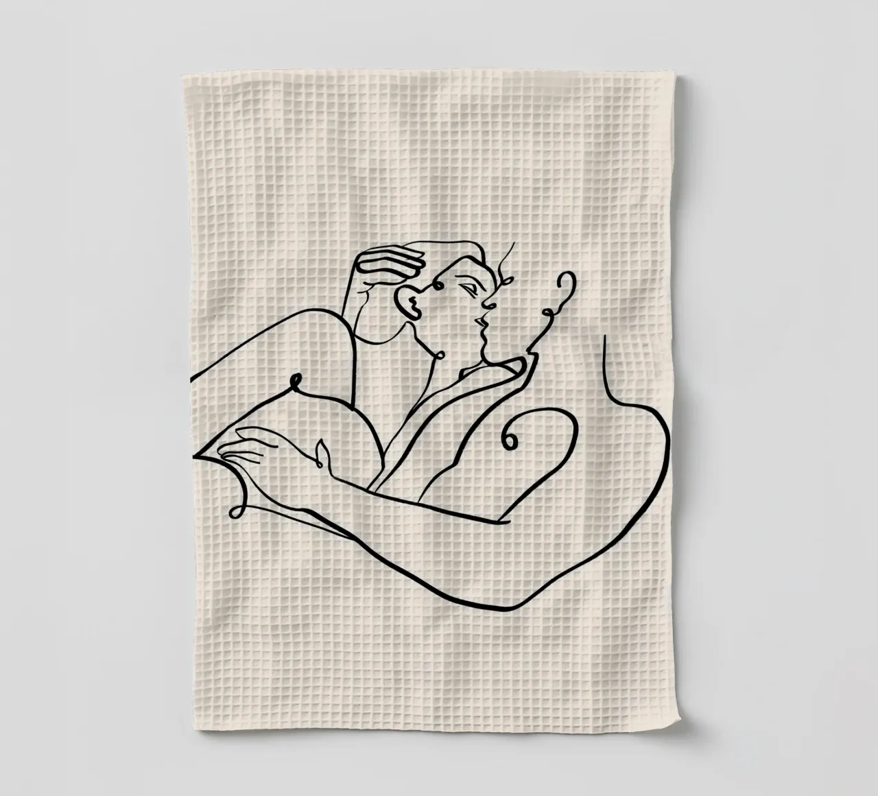 Le baiser, nus Passion Amour Gens Dessin au trait minimal torchon de 83oranges