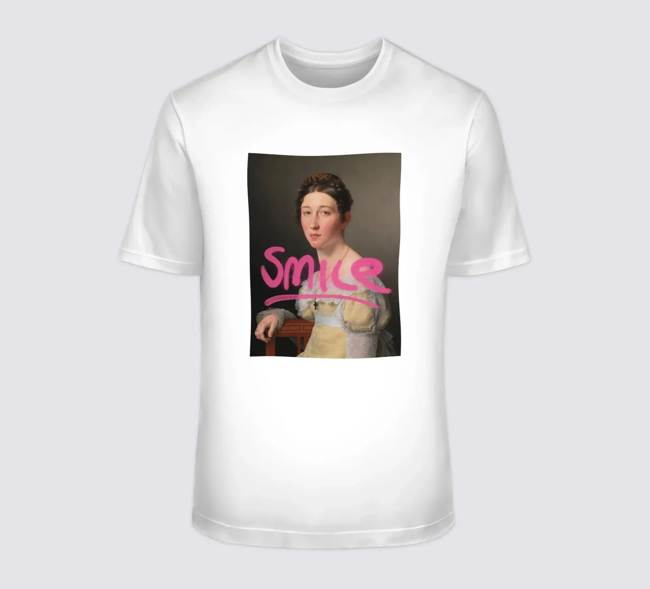 Graffiti con sorriso su ritratto classico t-shirt da Vintagrafica