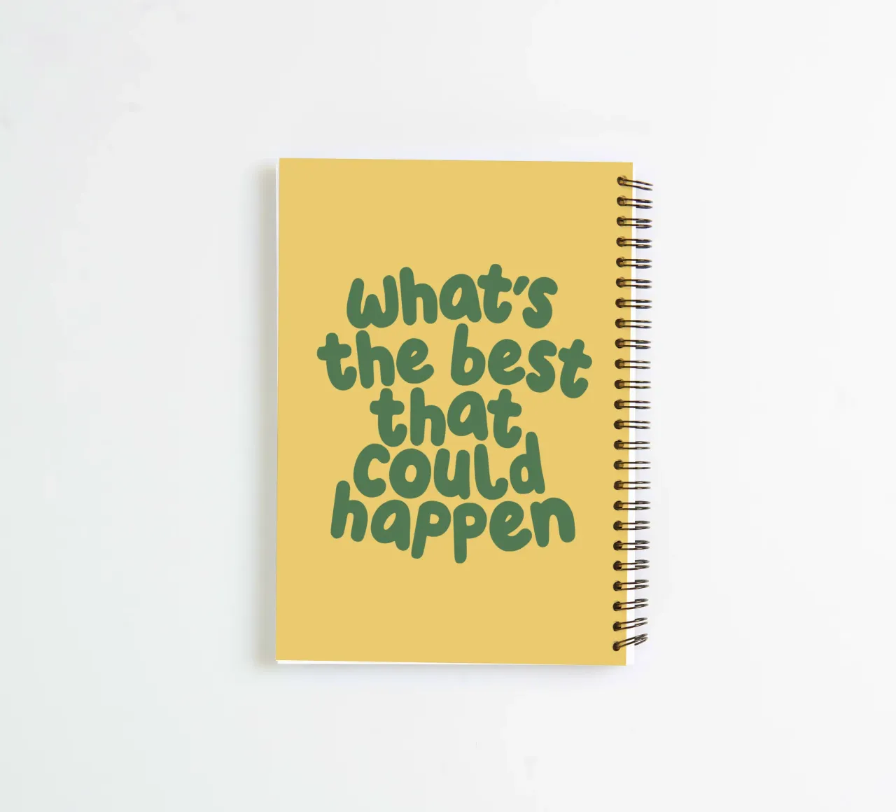 What's The Best That Could Happen Inspirational Motto spiral notebook by THE MOTIVATED TYPE