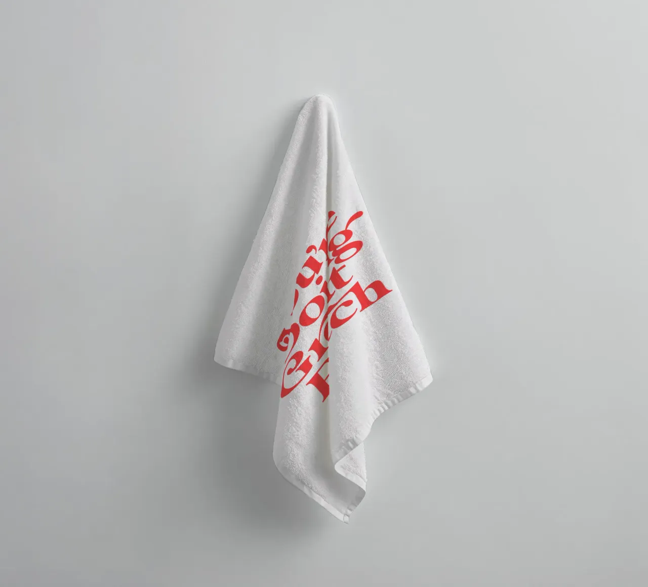 You're Doing Great Bitch Sassy Typography Design in Red towel by THE MOTIVATED TYPE