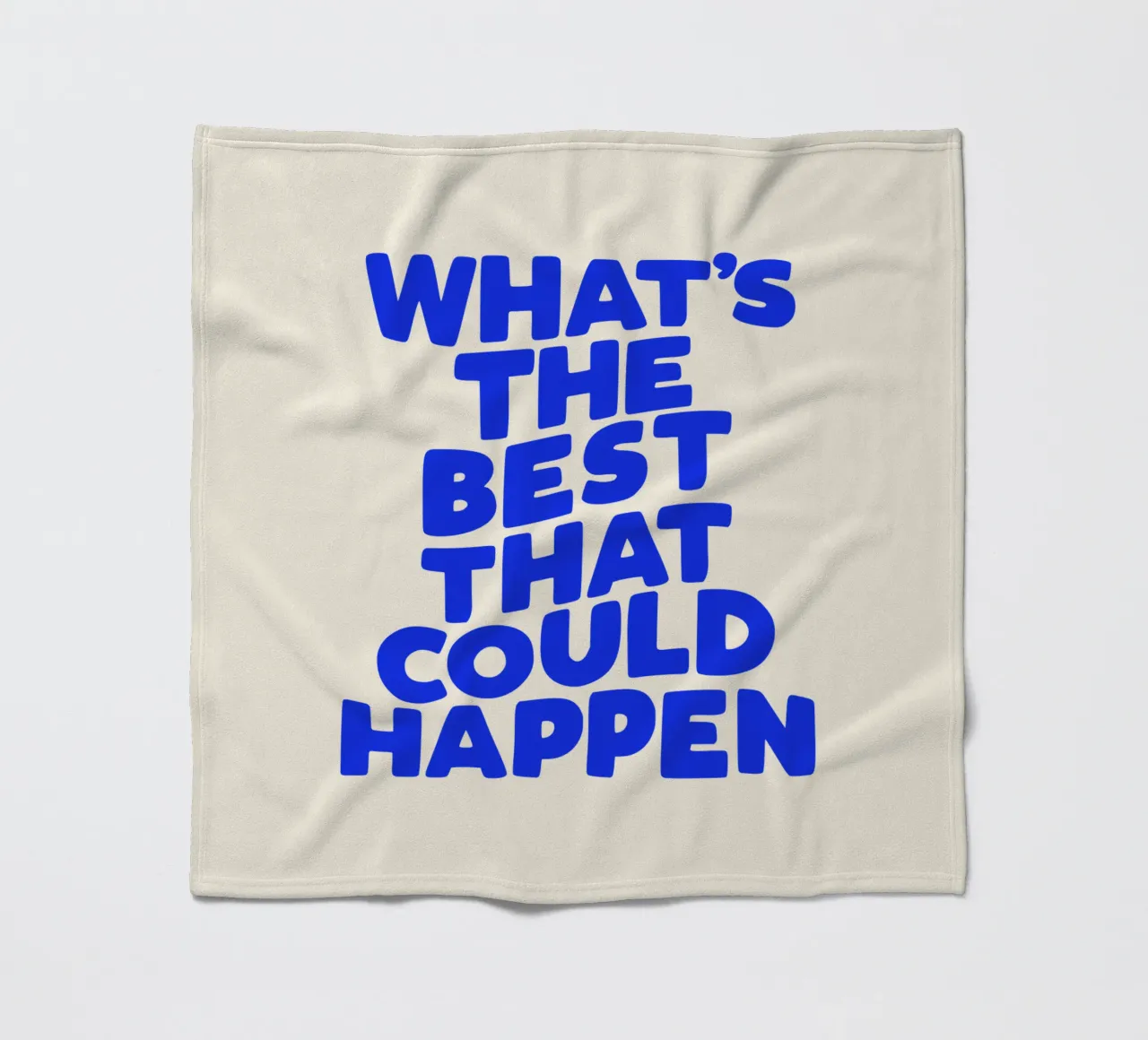 Was ist das Beste, was passieren kann Optimistisches Zitat in Blau Fleecedecke von THE MOTIVATED TYPE