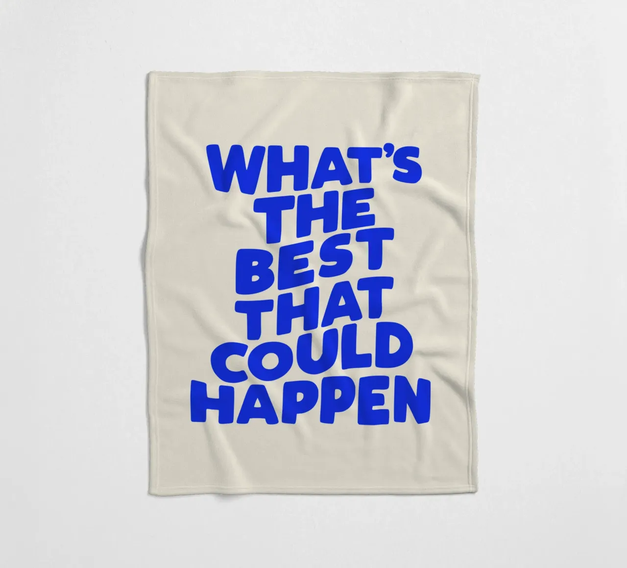 Was ist das Beste, was passieren kann Optimistisches Zitat in Blau Fleecedecke von THE MOTIVATED TYPE