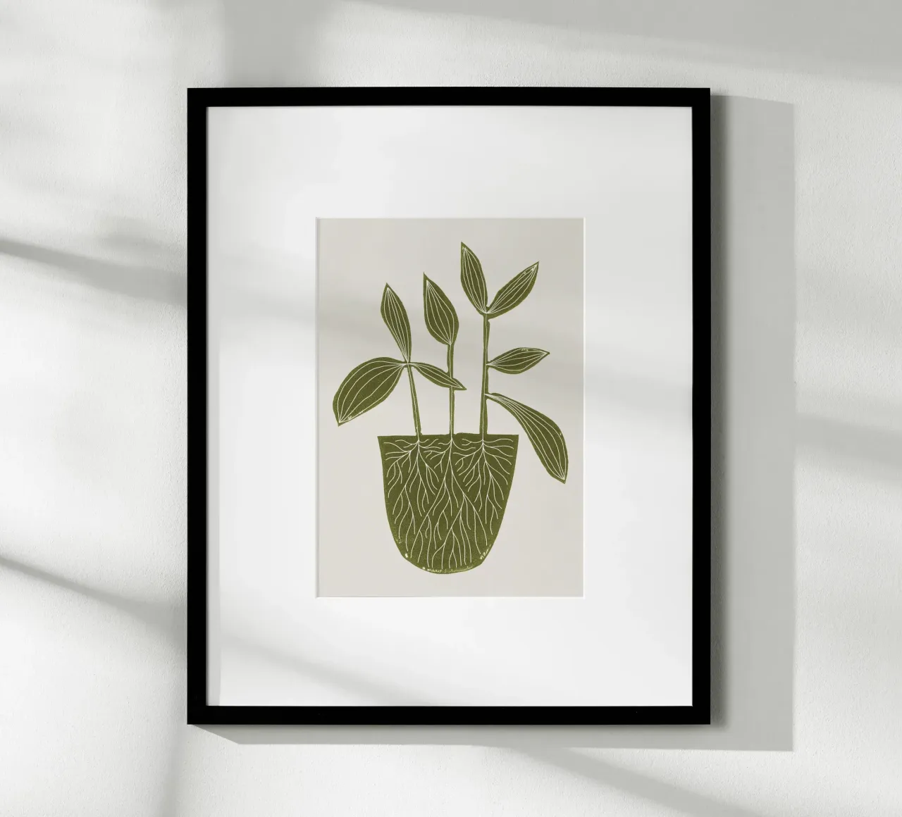 Pianta d'appartamento Linocut #6 poster con telaio in alluminio da Alisa Galitsyna