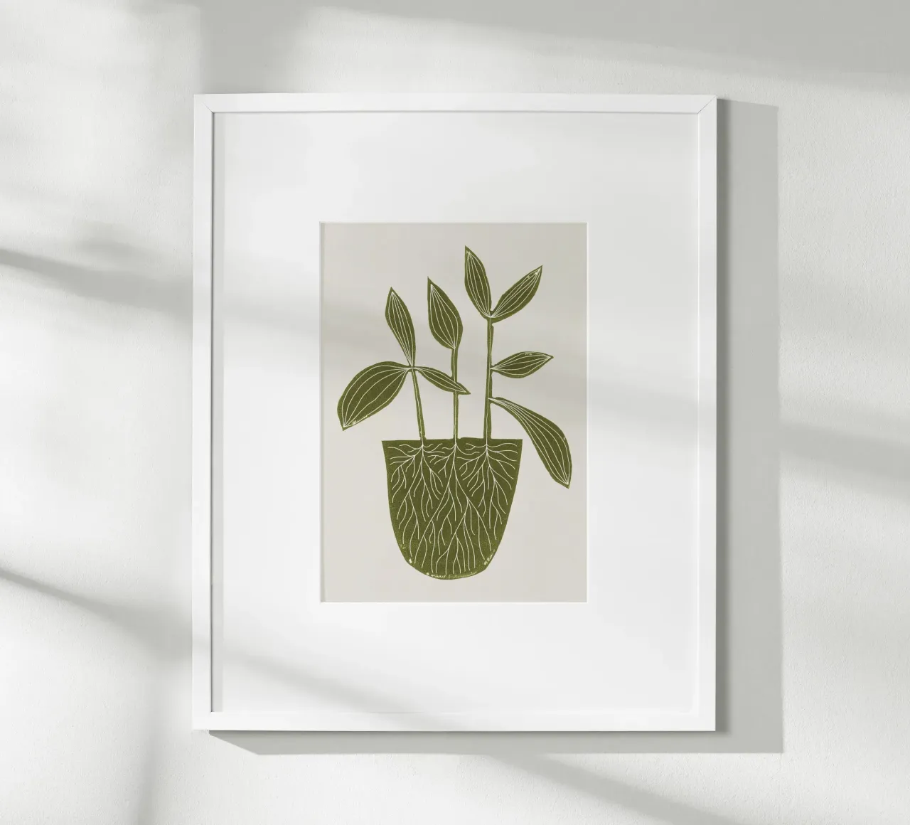 Pianta d'appartamento Linocut #6 poster con telaio in alluminio da Alisa Galitsyna