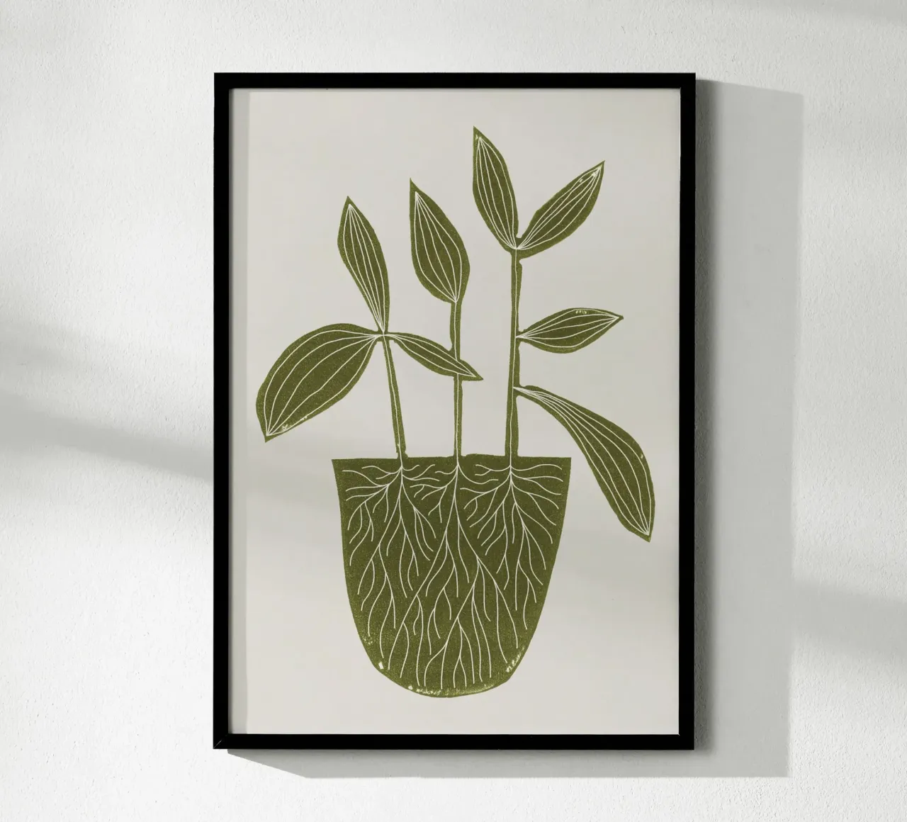Pianta d'appartamento Linocut #6 poster con telaio in alluminio da Alisa Galitsyna