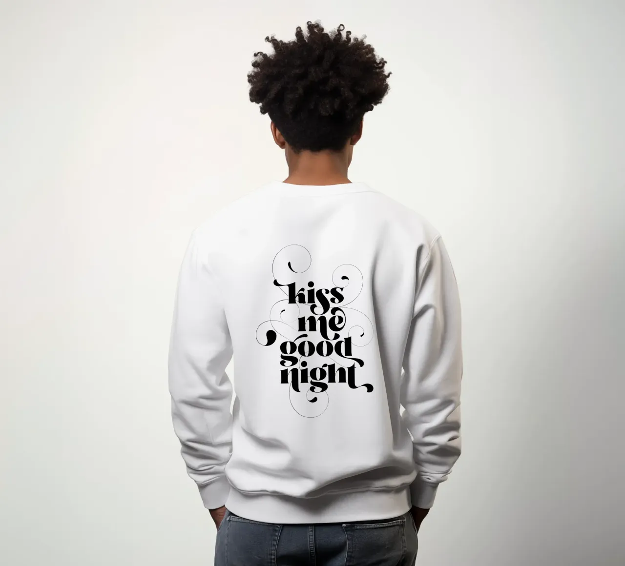 Bianco e nero 'Baciami la notte' felpa da Dominique Vari Words