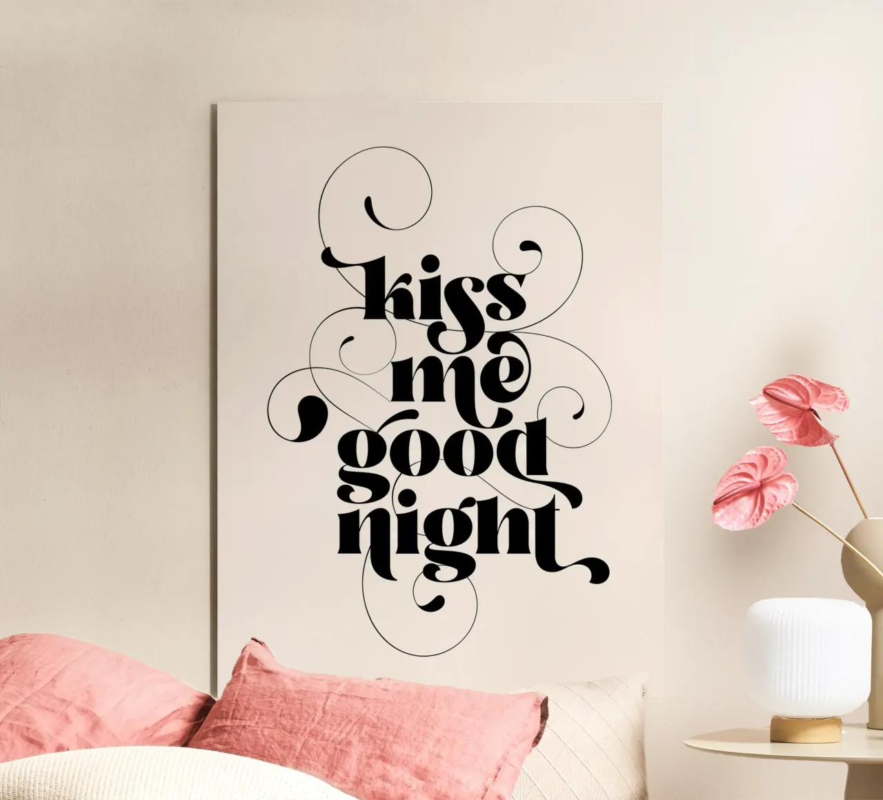 Bianco e nero 'Baciami la notte' alluminio dibond da Dominique Vari Words