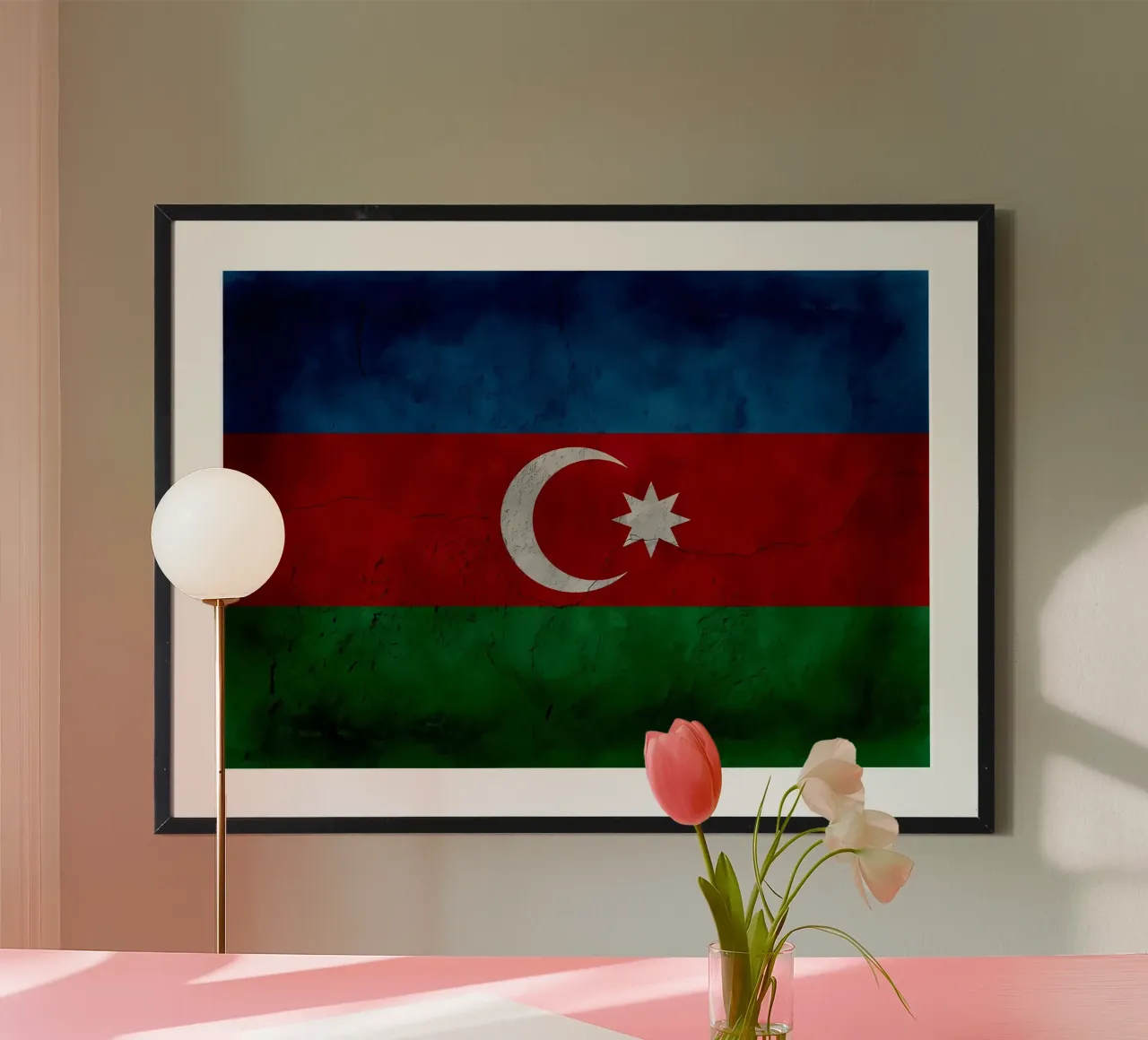 Bandiera d'epoca dell'Azerbaigian poster con telaio in alluminio da Joshua A Holmes