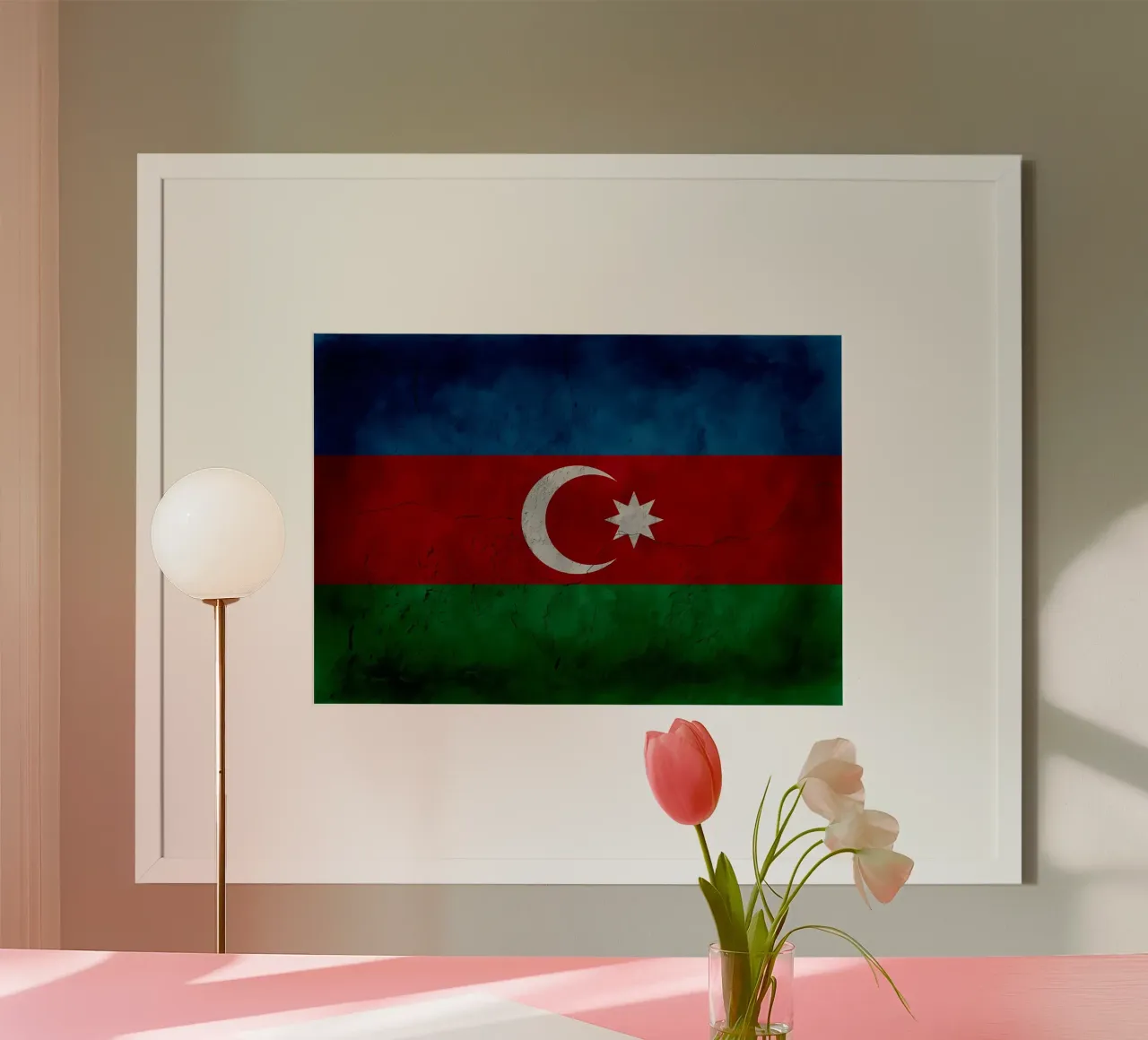 Bandiera d'epoca dell'Azerbaigian poster con telaio in alluminio da Joshua A Holmes