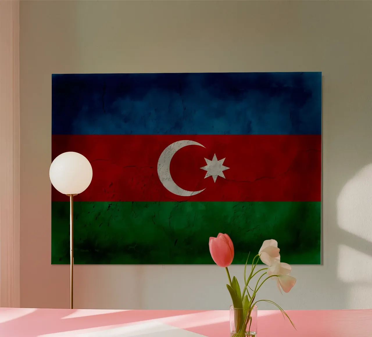 Bandiera d'epoca dell'Azerbaigian poster con telaio in alluminio da Joshua A Holmes