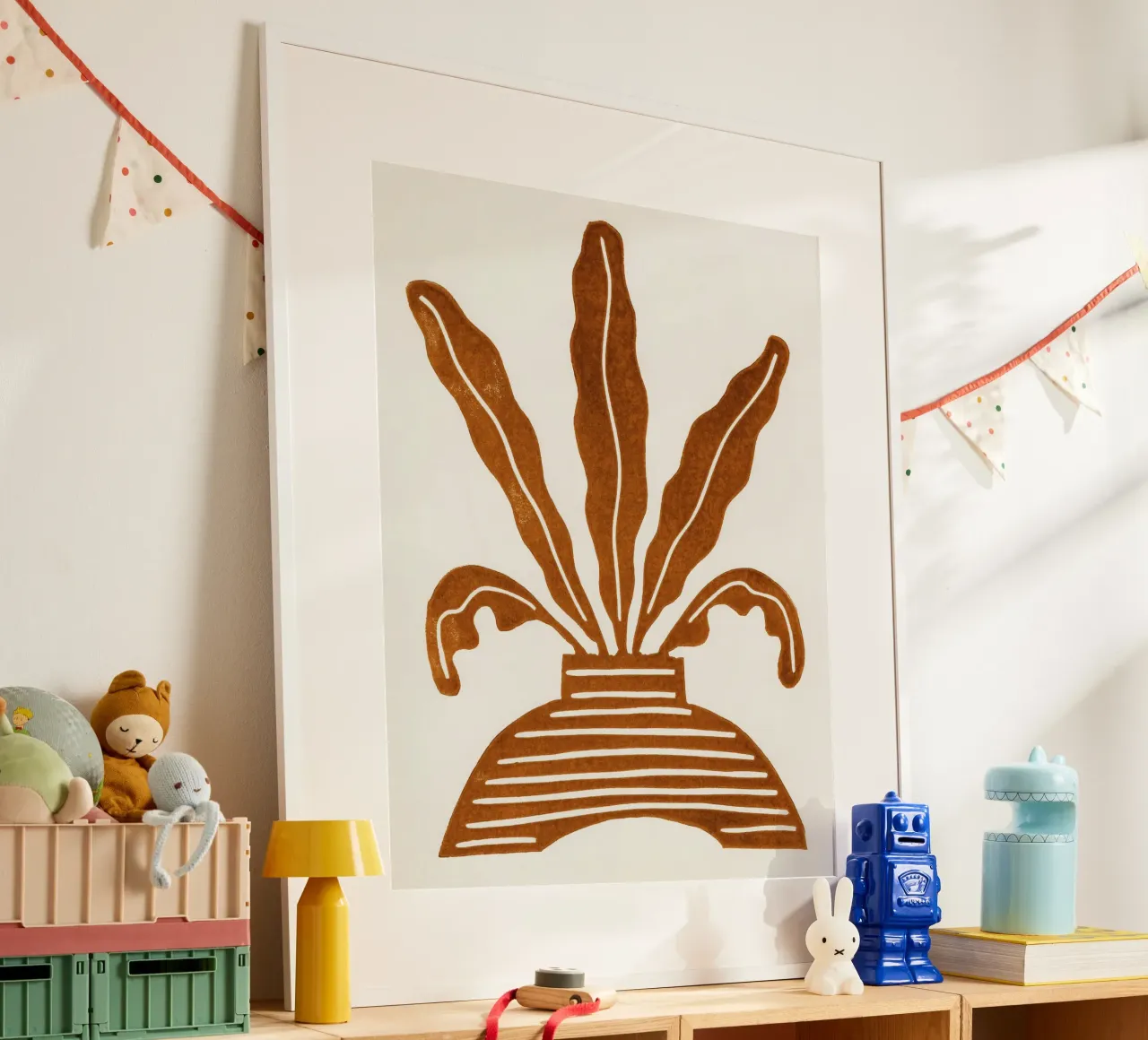 Pianta d'appartamento Linocut #5 poster con telaio in alluminio da Alisa Galitsyna