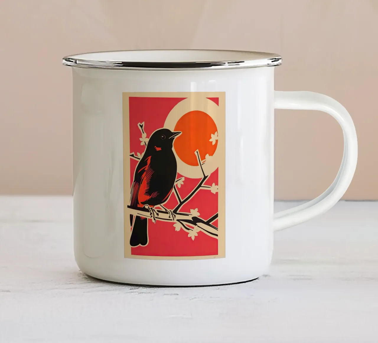 Uccello sul ramo tazza in smalto da DaarbyN