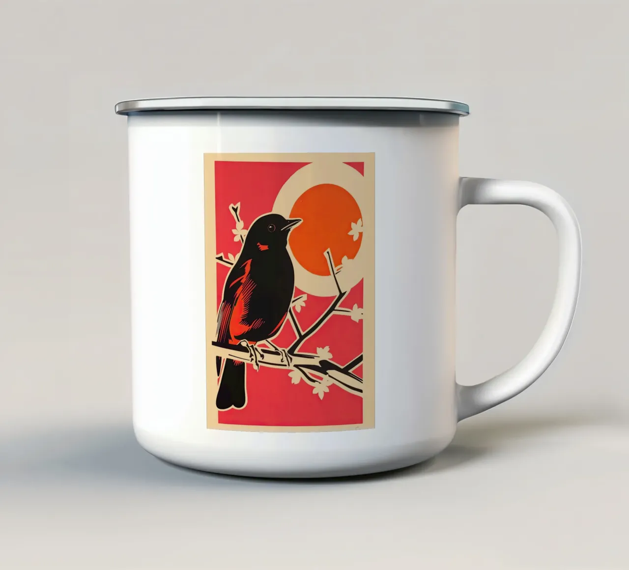 Uccello sul ramo tazza in smalto da DaarbyN