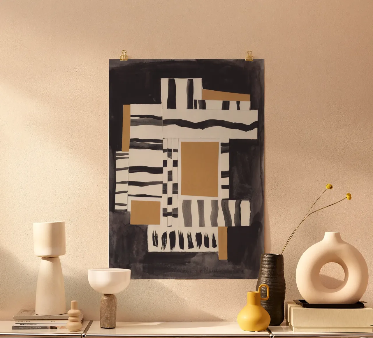 Arazzo di linee #1 poster con telaio in legno da Alisa Galitsyna