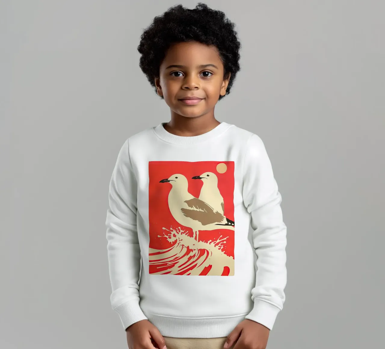 Seagulls In The Sea Wave kids sweatshirt by DaarbyN