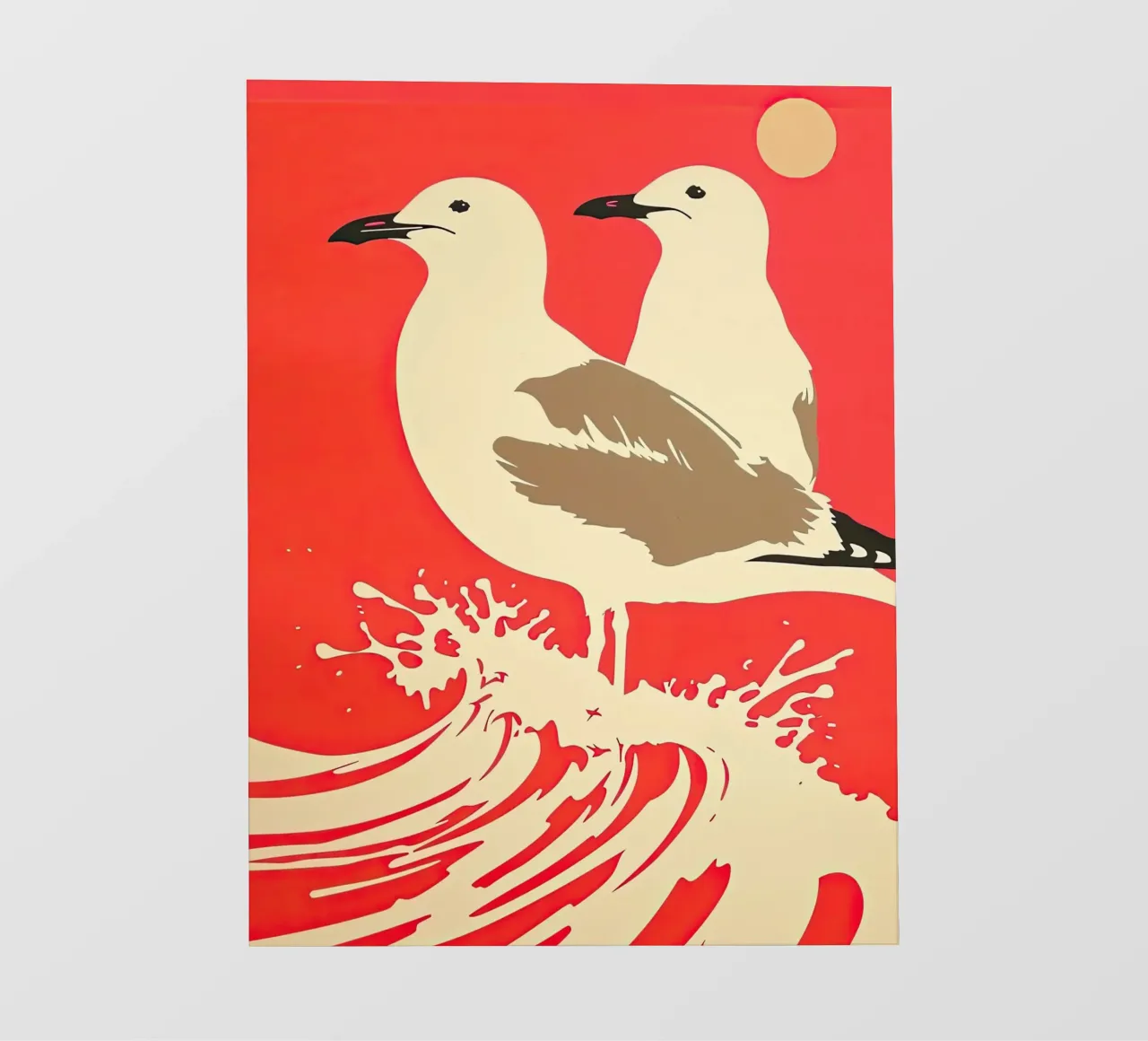 Zeemeeuwen in de zeegolf fotobehang van DaarbyN