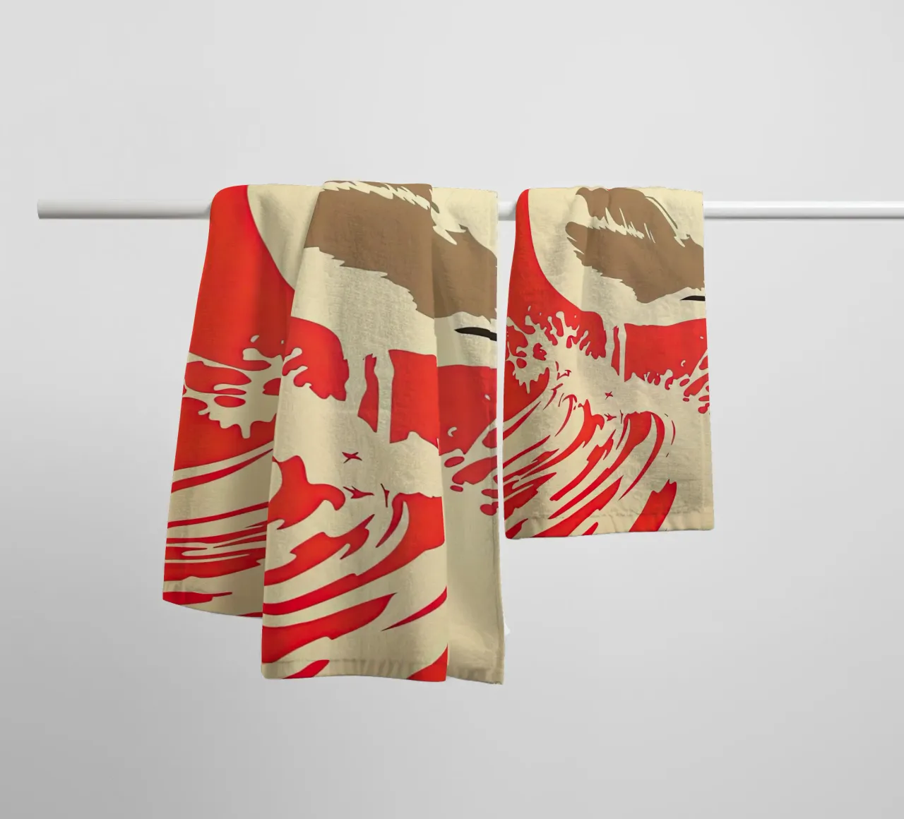 Zeemeeuwen in de zeegolf badhanddoek van DaarbyN