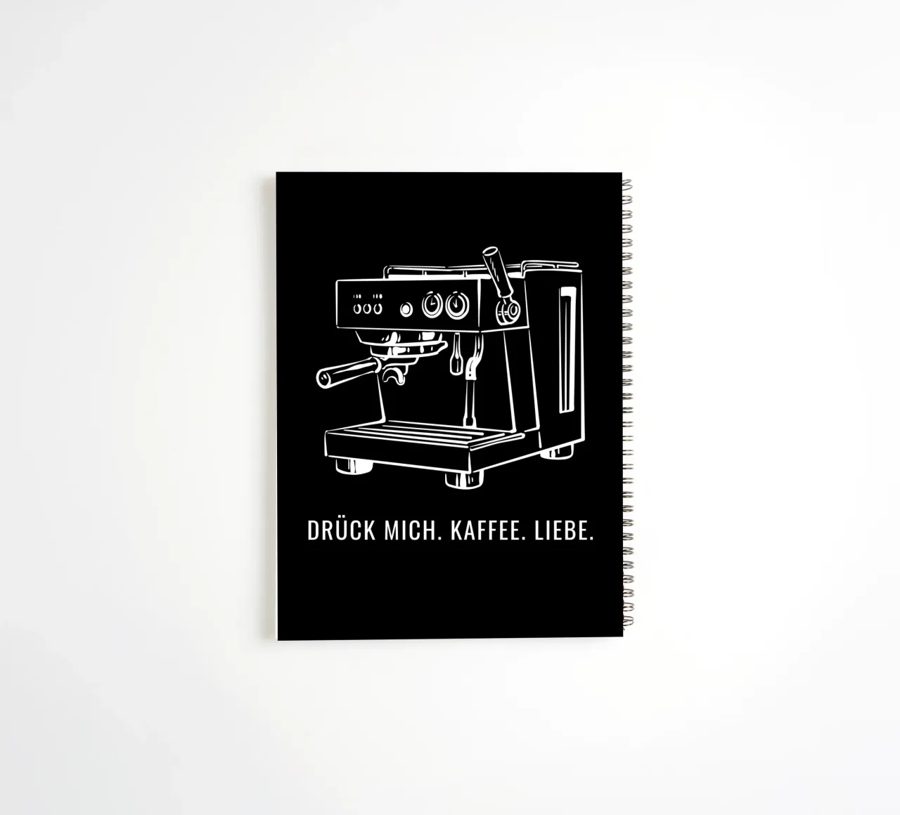Drück mich. Kaffee. Liebe. spiral notebook by DigiWunderwerk