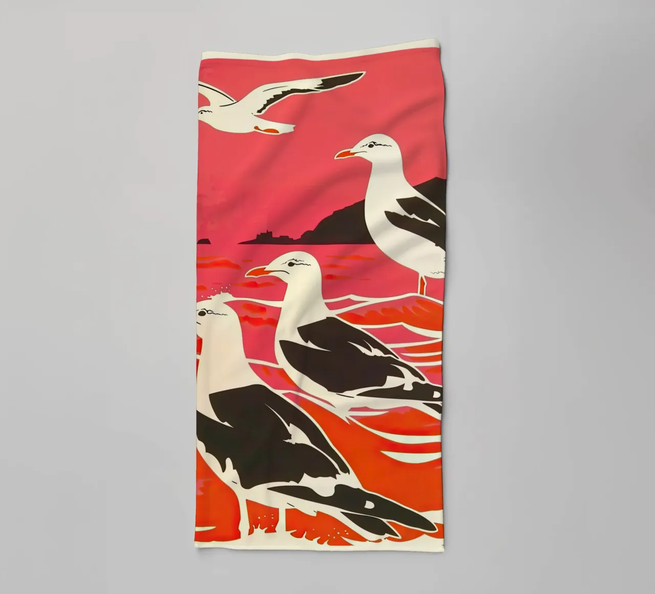 Zeemeeuwen in de zee Golf II badhanddoek van DaarbyN